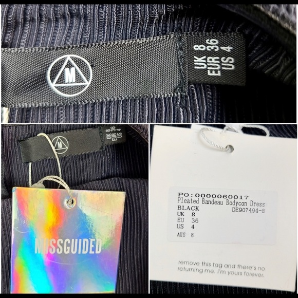 Missguided Black Pleated Bandeau Bodycon Dress - Picture 10 of 10